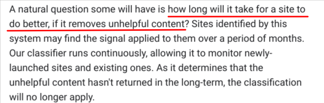google says to remove unhelpful content