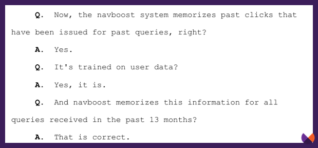 navboost stores information for 13 months