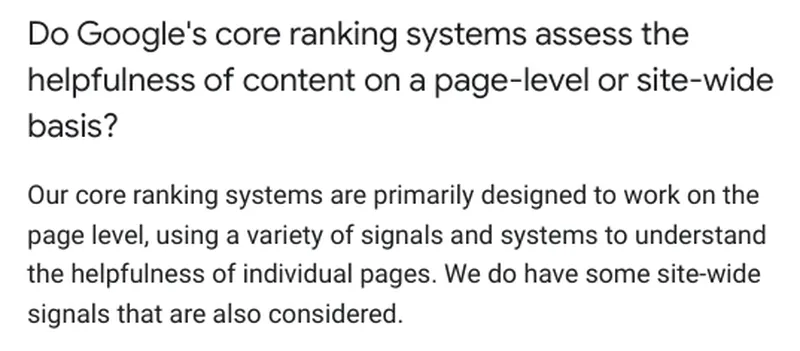 helpful content page level