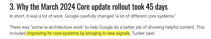 New signals in March Core update