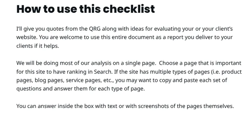 qrg checklist